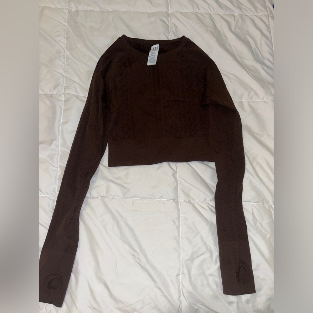 Joy lab brown cropped long sleeve